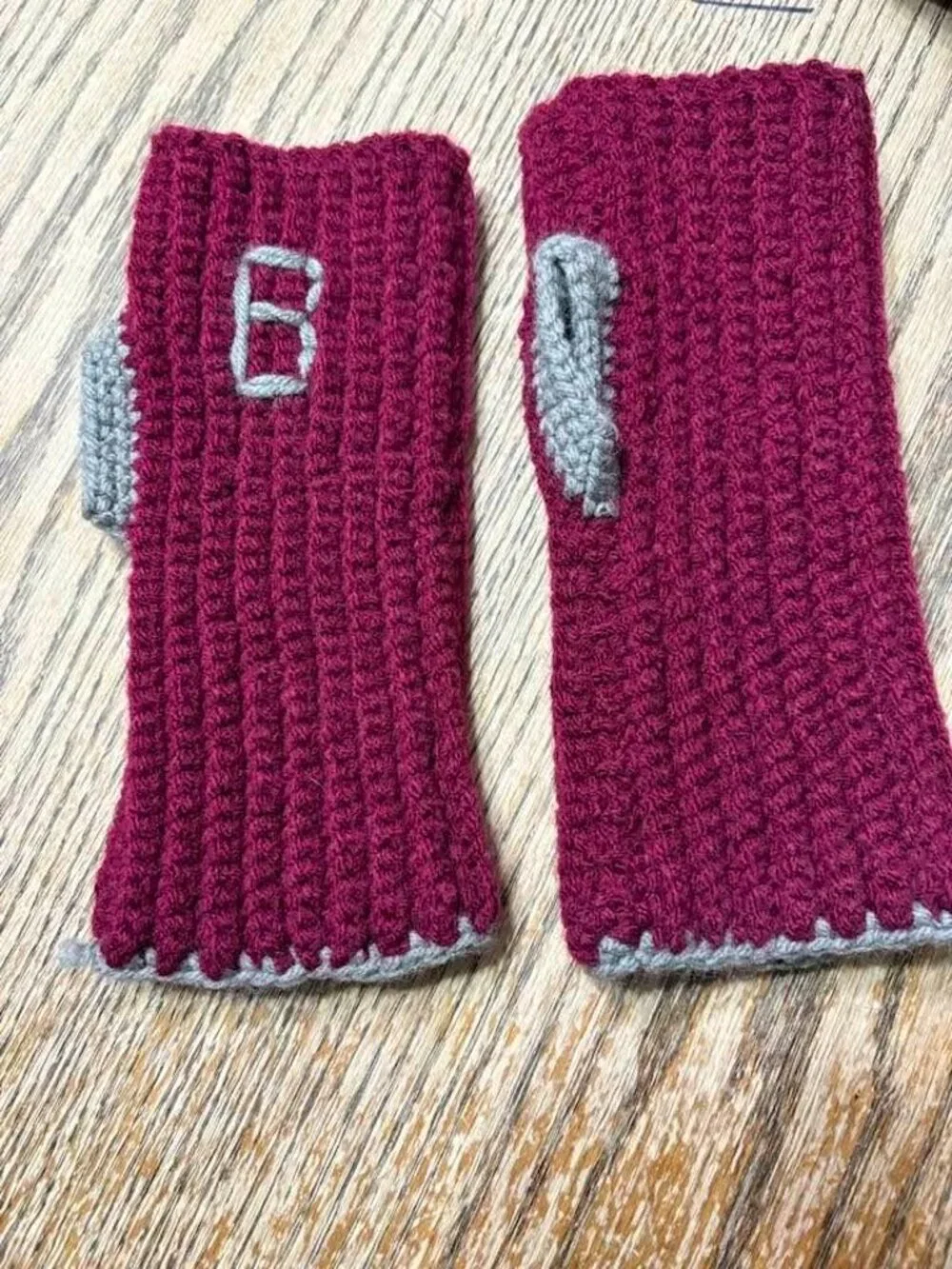 Homemade heard band and fingerless gloves